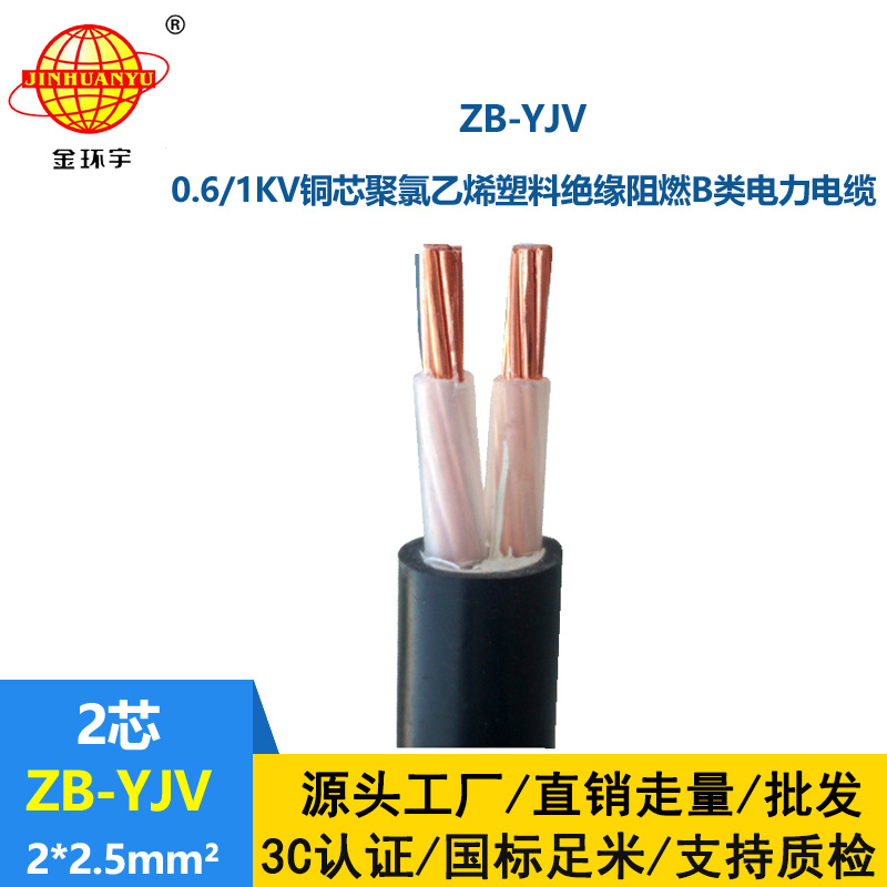 金環(huán)宇電纜 yjv電纜 ZB-YJV 2x2.5平方 深圳供應(yīng)yjv阻燃電纜