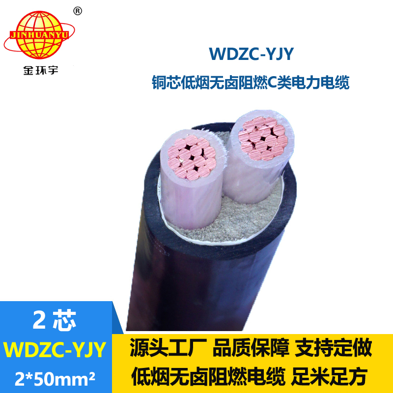 金環(huán)宇電纜 阻燃低煙無鹵電纜廠WDZC-YJY 2X50平方 電力電纜