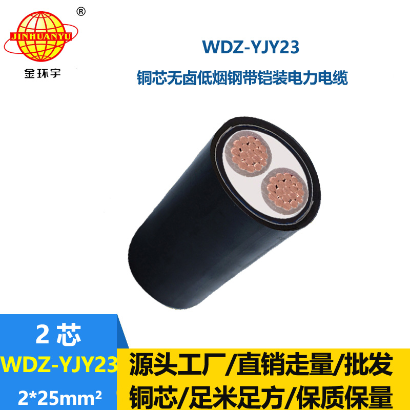 金環(huán)宇 WDZ-YJY23-2X25平方銅芯電力電纜 鎧裝無鹵低煙電纜