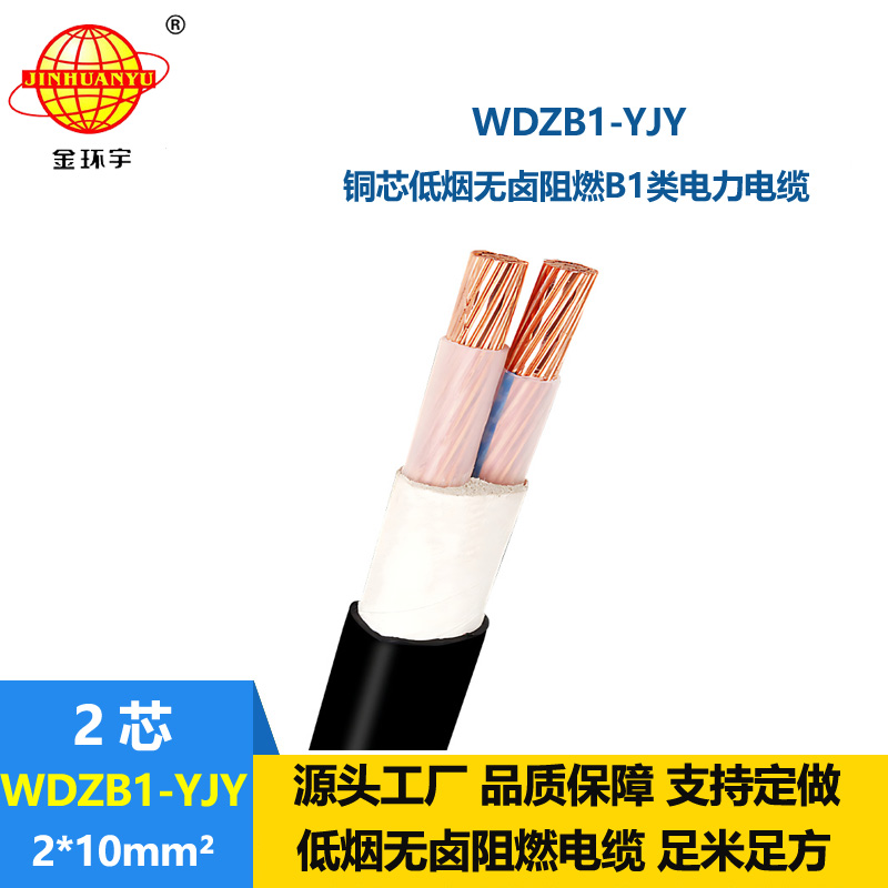 金環(huán)宇電線電纜 銅芯無鹵低煙交聯(lián)電纜WDZB1-YJY 2X10 阻燃b1級電纜